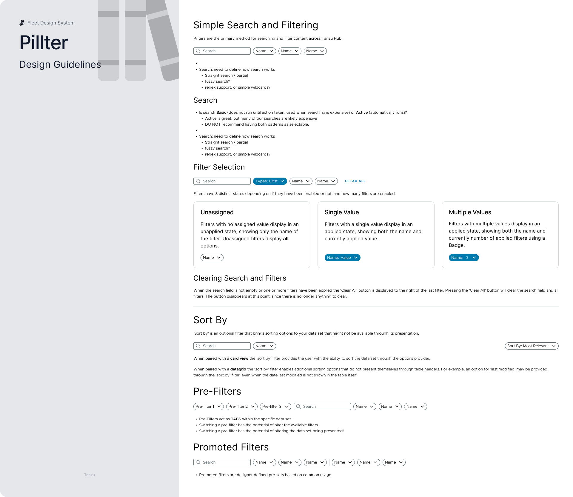 Pillters design guidelines for cross-team adoption